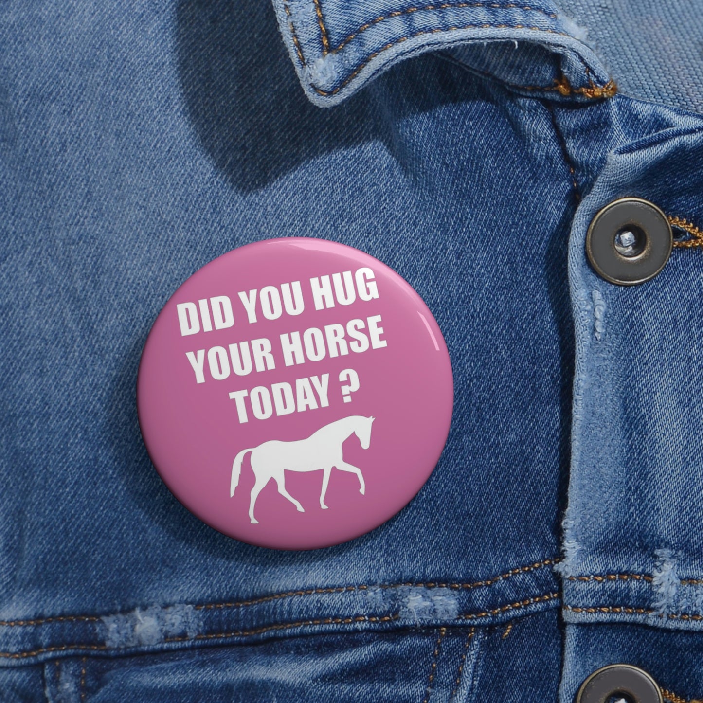 Horse Hugs - Custom Pin Buttons - Pink / White