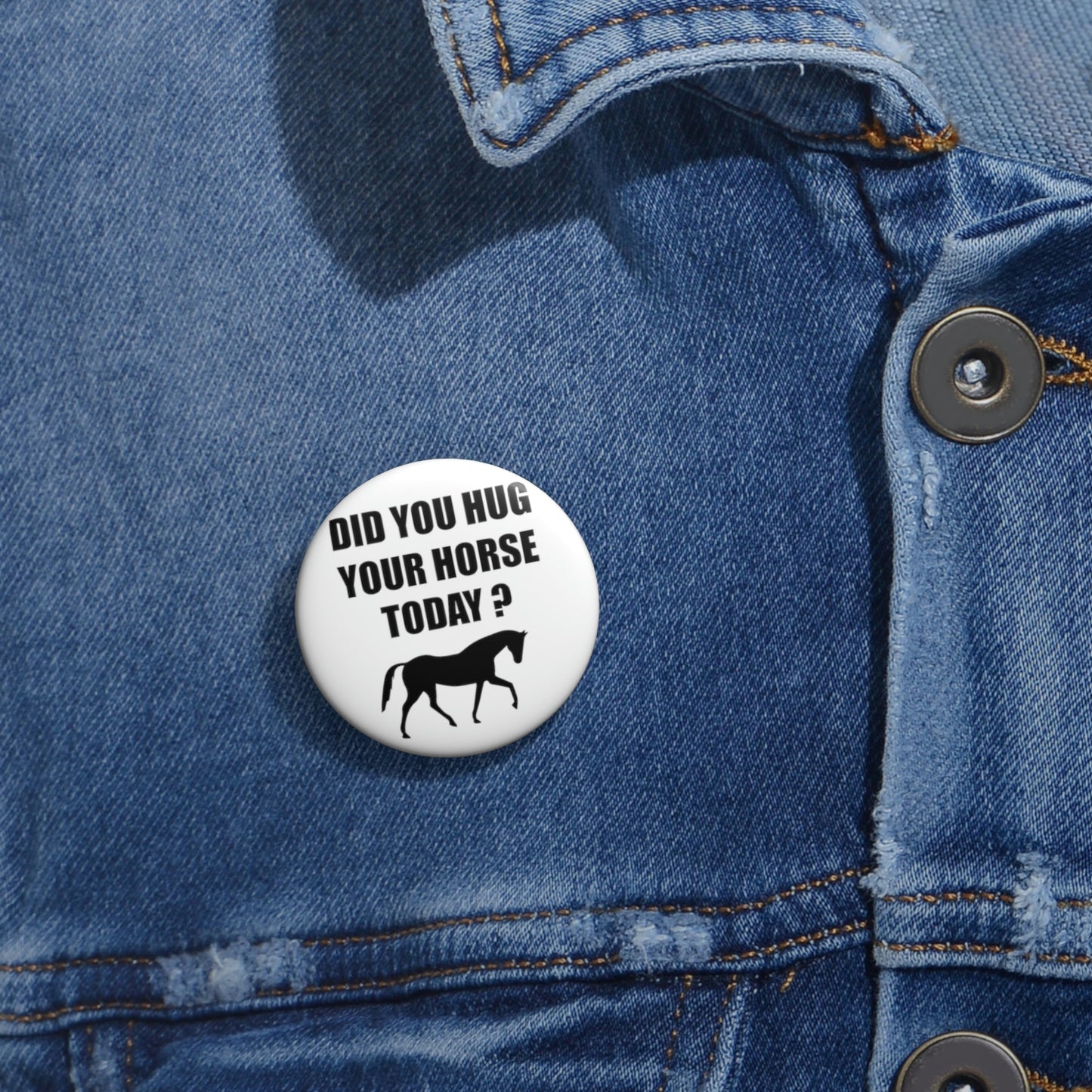 Horse Hugs - Custom Pin Buttons - White / Black
