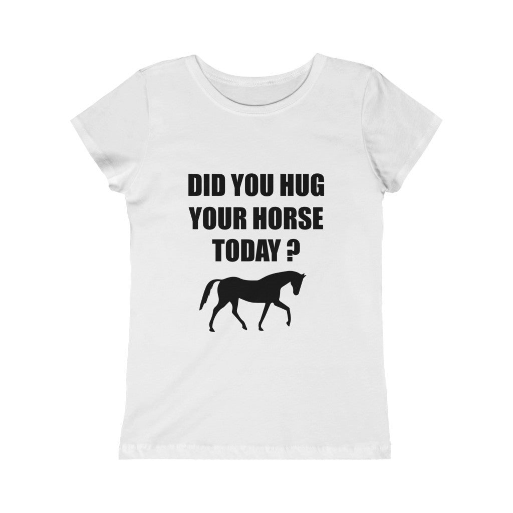 Horse Hugs - Girls Princess Tee - Black Print