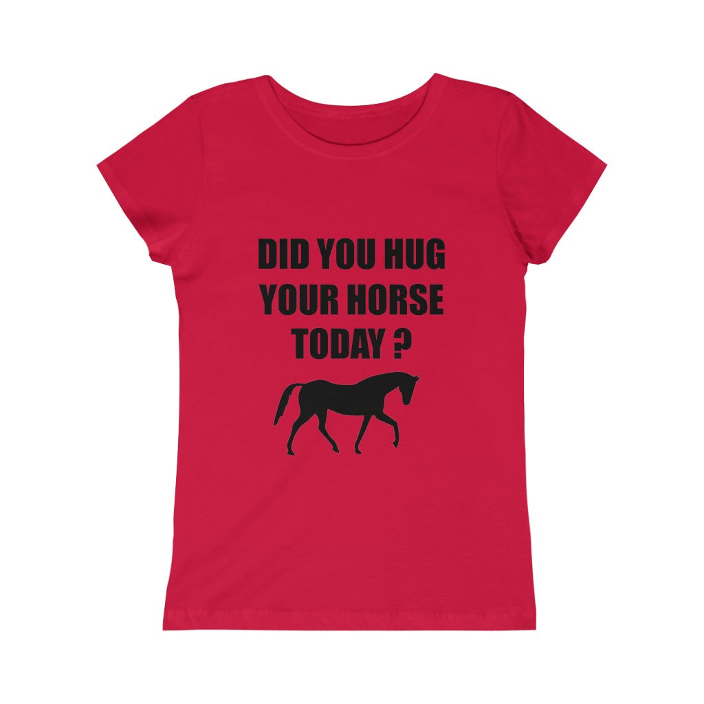 Horse Hugs - Girls Princess Tee - Black Print