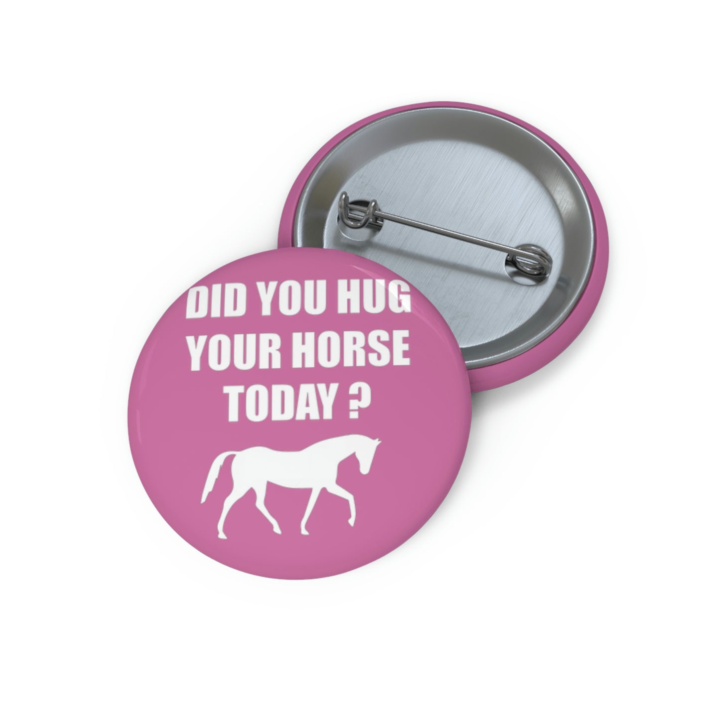Horse Hugs - Custom Pin Buttons - Pink / White