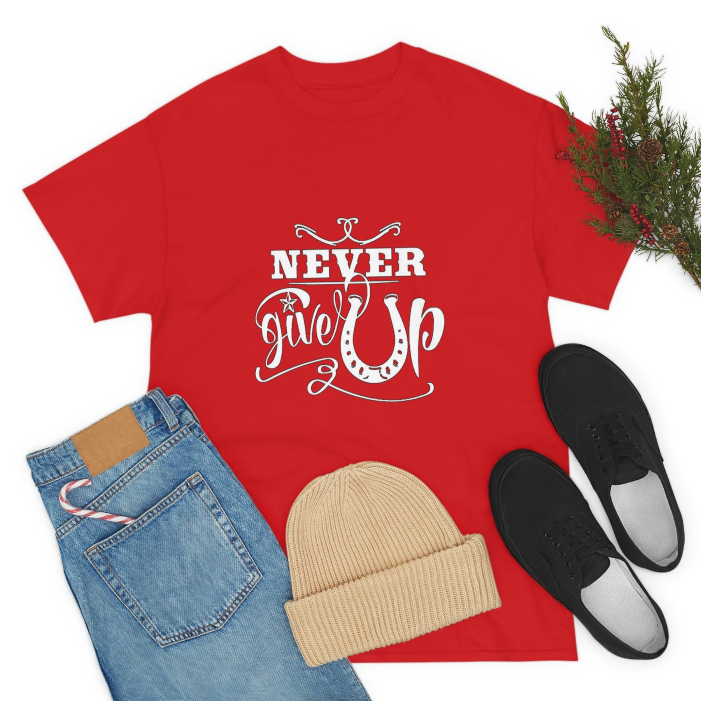 Never Give Up - Adult Tee (Front Logo)