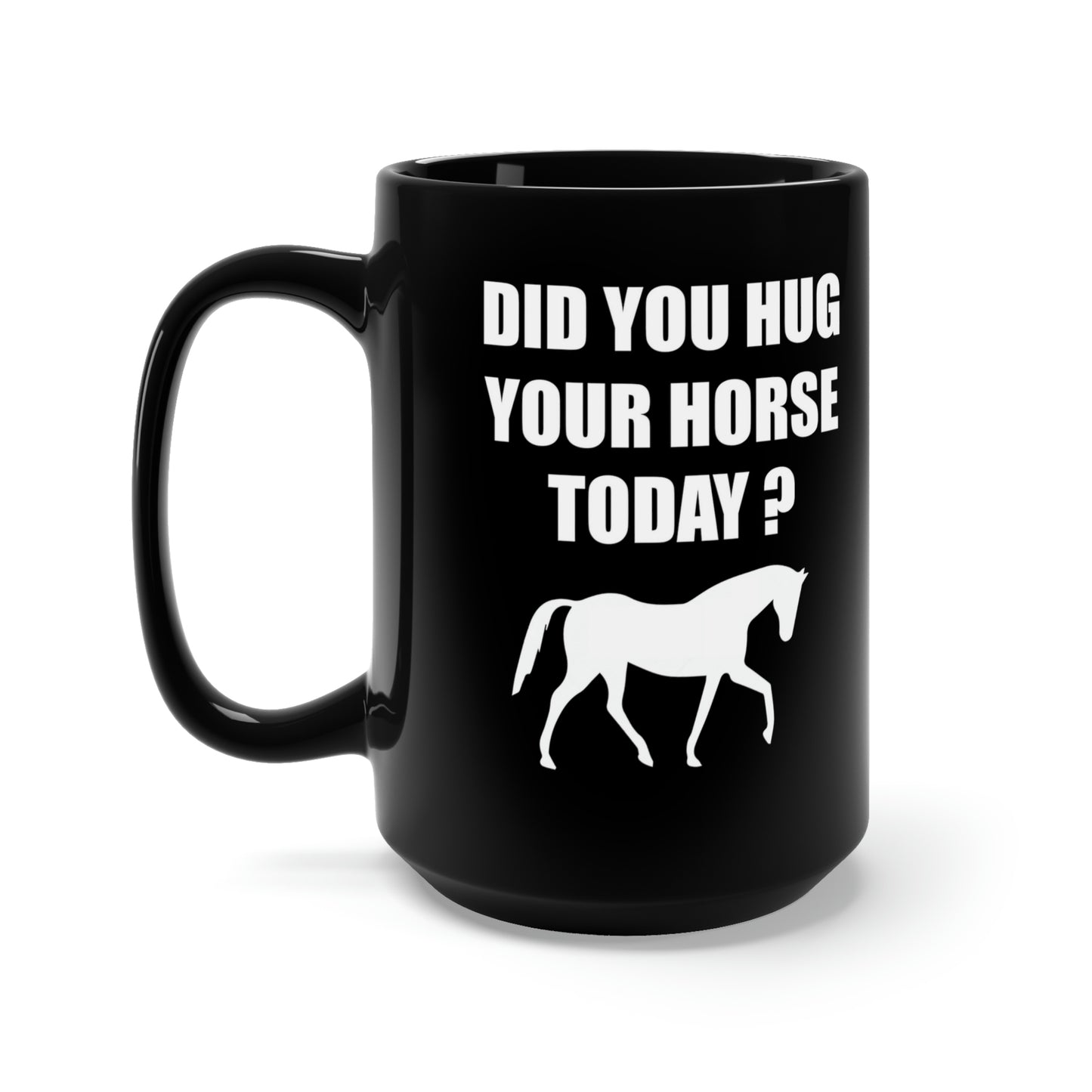 Horse Hugs - Black Mug 15oz - White Logo