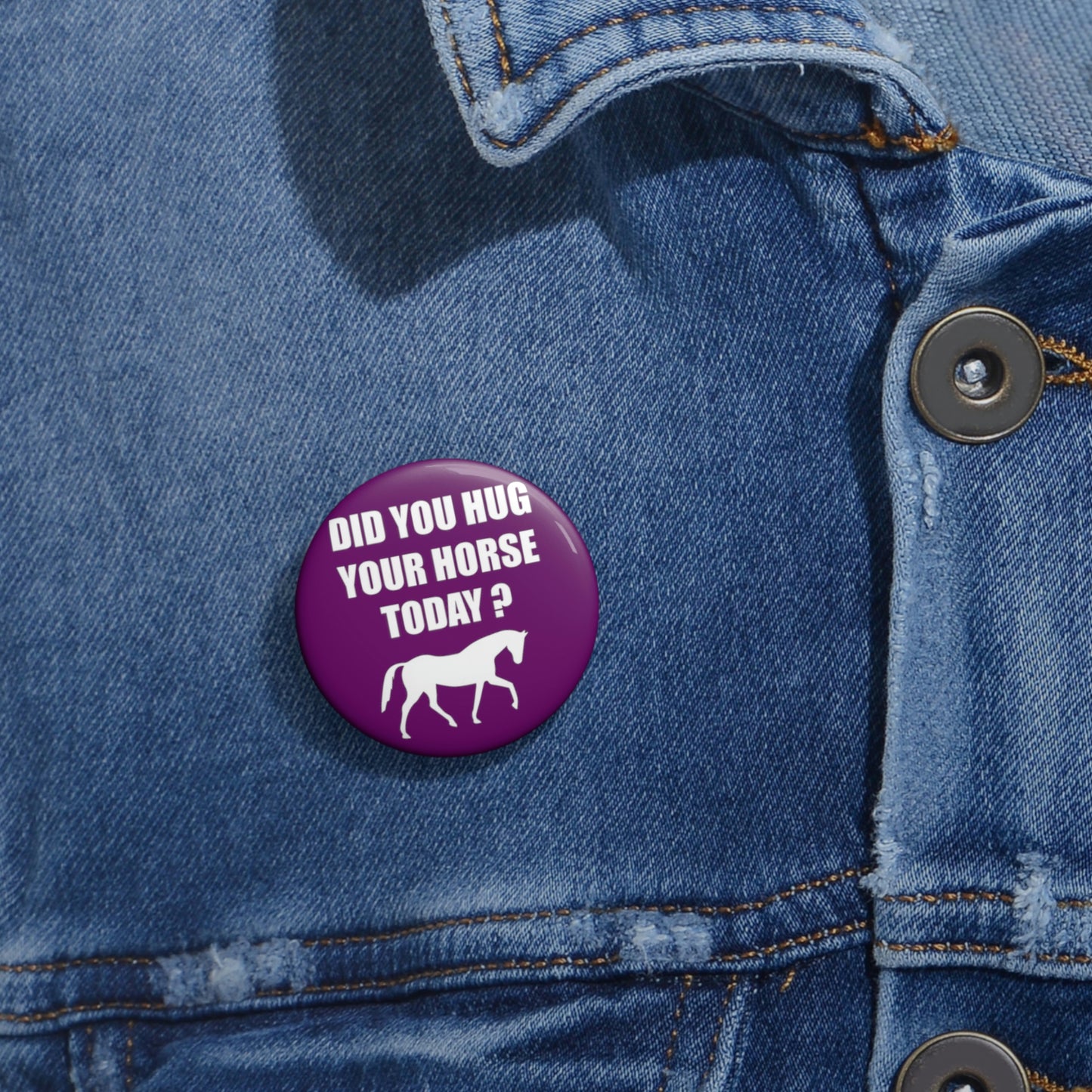 Horse Hugs - Custom Pin Buttons - Purple / White