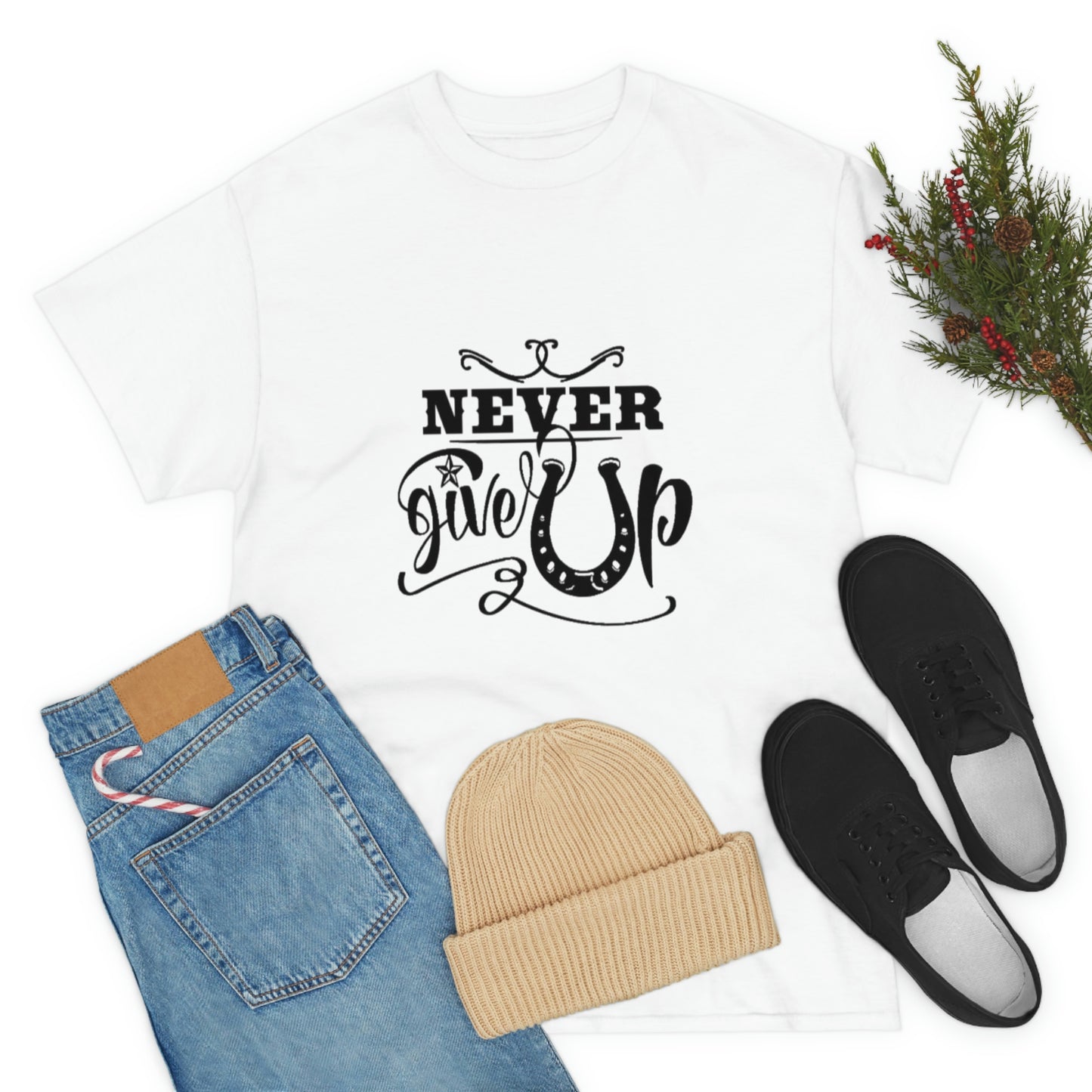 Never Give Up - Adult Tee (Front Logo)