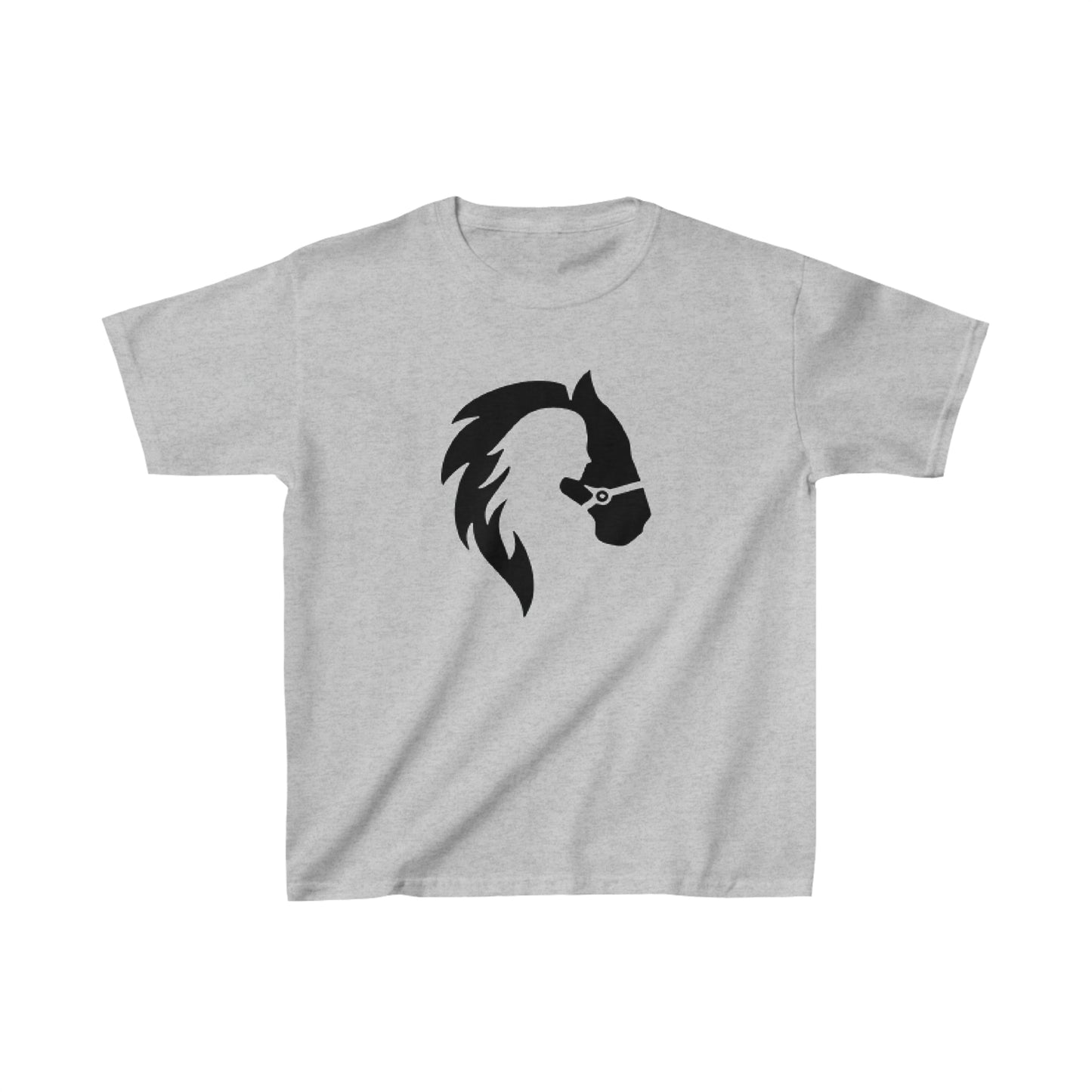 Silhouette of Girl and Horse - Kids Cotton Tee - Black Logo