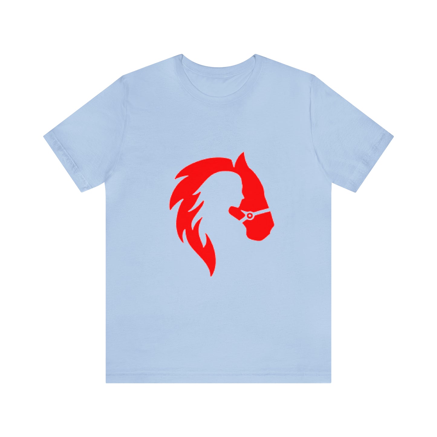 Silhouette of Girl and Horse - Unisex Short Sleeve Tee - Red Logo
