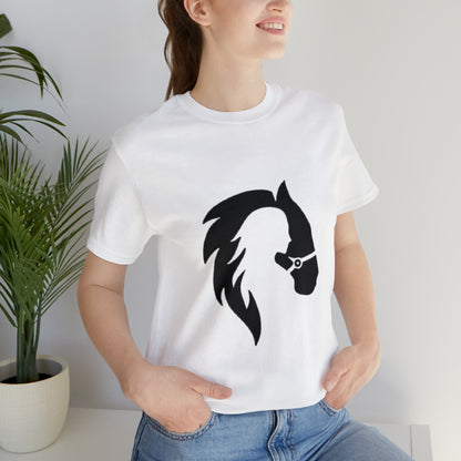 Silhouette of Girl and Horse - Unisex Short Sleeve Tee - White Logo