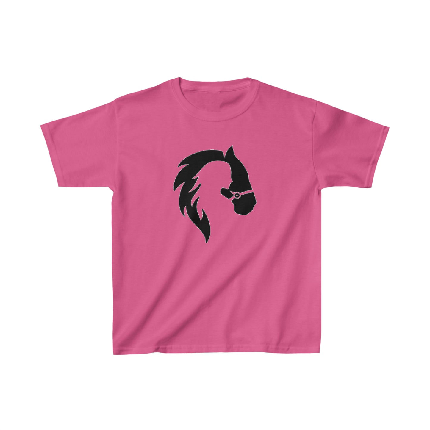 Silhouette of Girl and Horse - Kids Cotton Tee - Black Logo