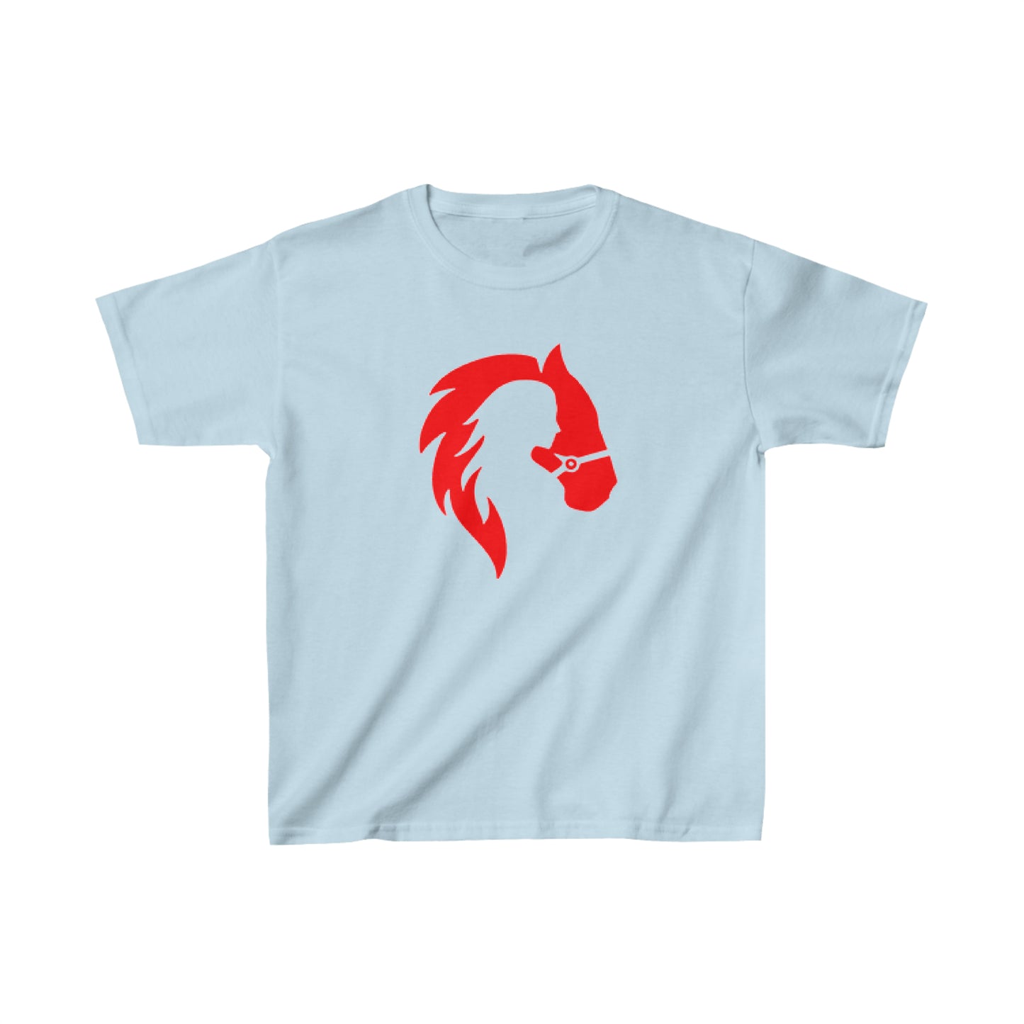 Silhouette of Girl and Horse - Kids Cotton Tee - Red Logo