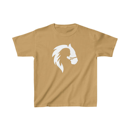 Silhouette of Girl and Horse - Kids Cotton Tee - White Logo