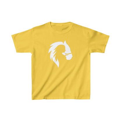 Silhouette of Girl and Horse - Kids Cotton Tee - White Logo