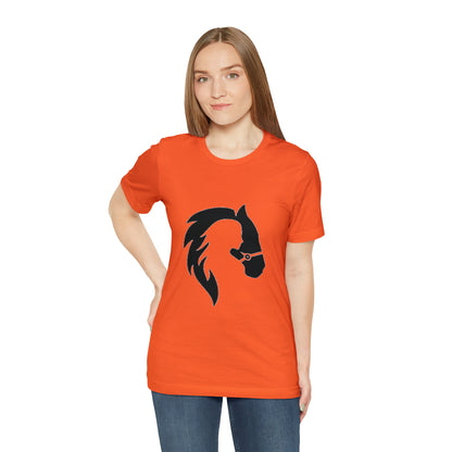 Silhouette of Girl and Horse - Unisex Short Sleeve Tee - Black Logo