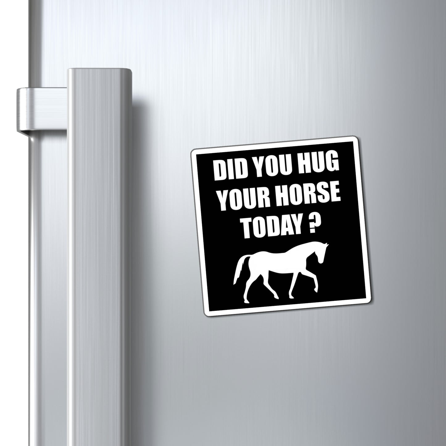 Horse Hugs - Magnet (White on Black)