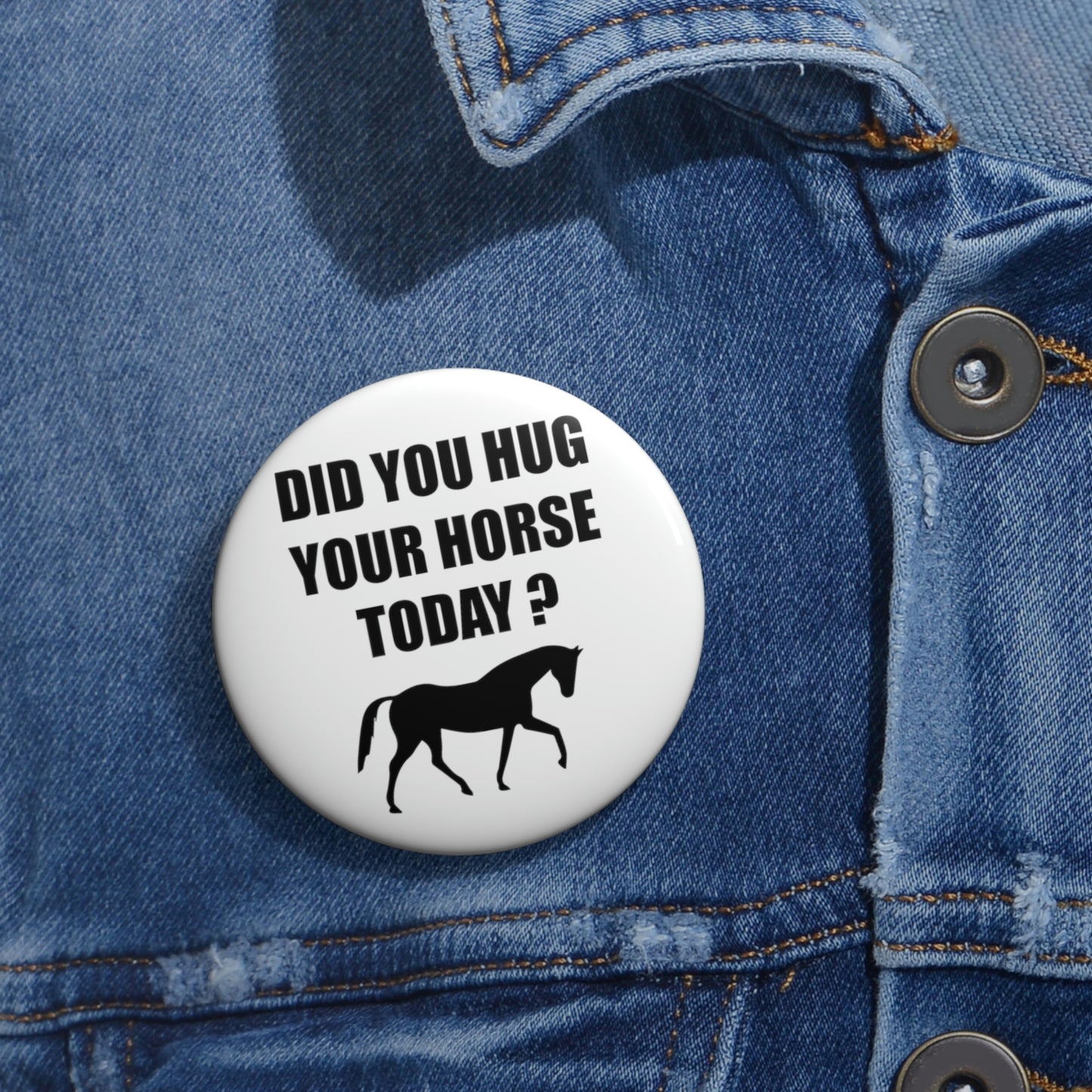 Horse Hugs - Custom Pin Buttons - White / Black