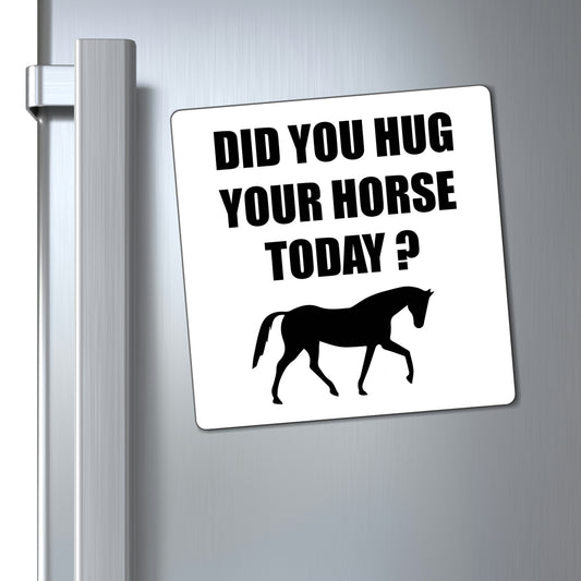 Horse Hugs - Magnet (Black on White)