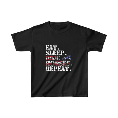 Eat. Sleep. Ride Horses. Repeat! - Kids Heavy Cotton™ Tee