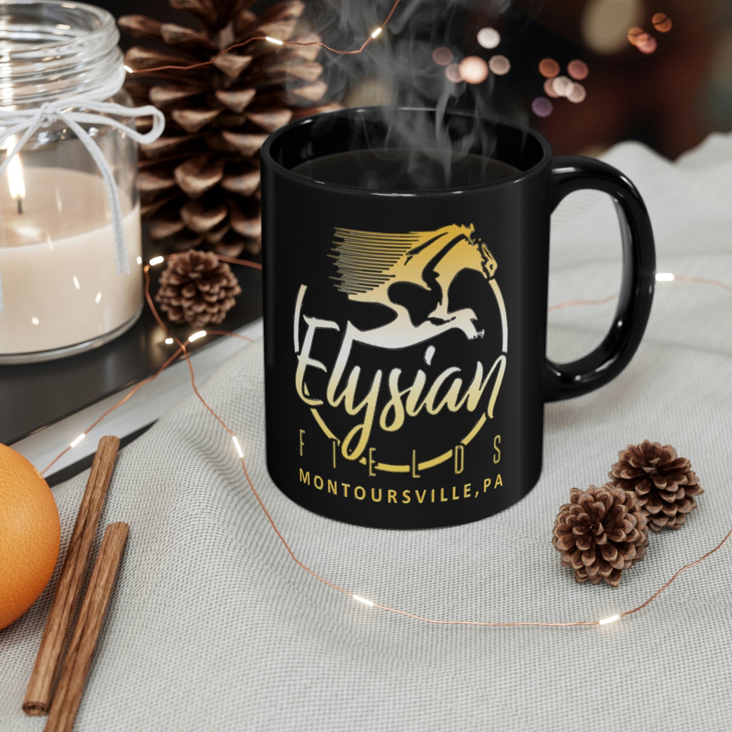Elysian Fields - Black mug 11oz - Color Logo