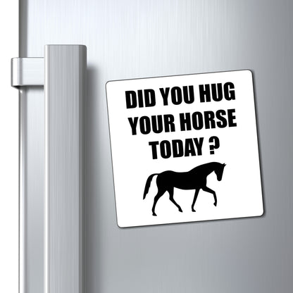 Horse Hugs - Magnet (Black on White)