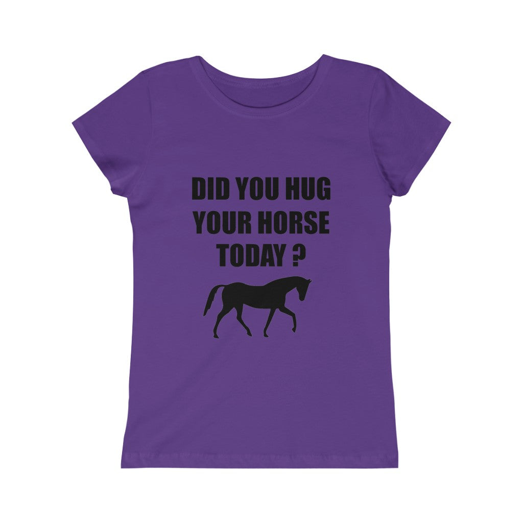 Horse Hugs - Girls Princess Tee - Black Print