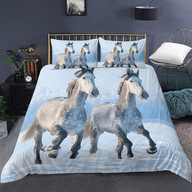 3D Animal Printed Horse Bedding Cover Set for Bedroom - all sizes available with pillow case