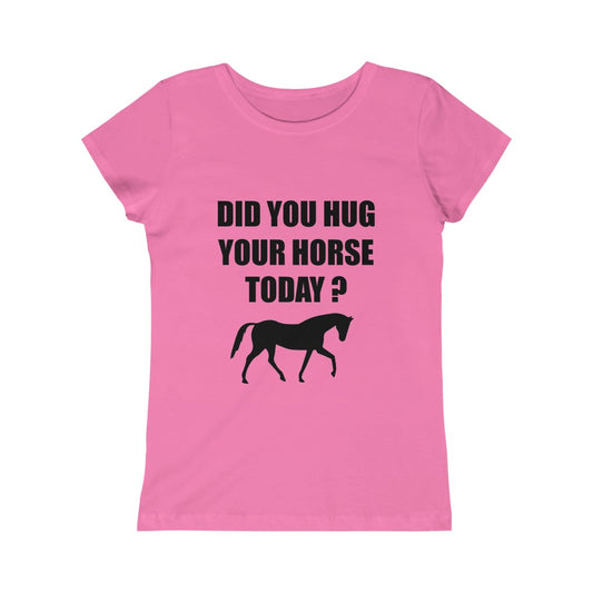 Horse Hugs - Girls Princess Tee - Black Print
