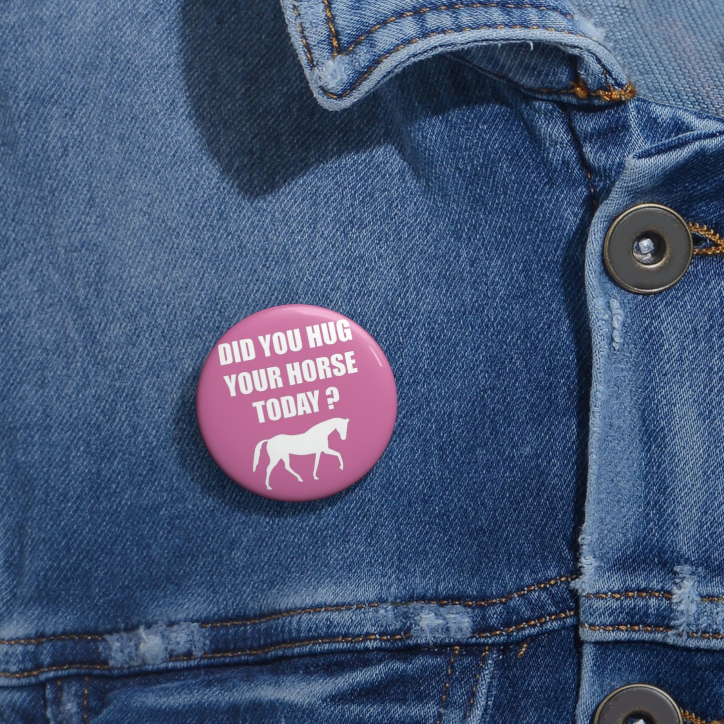 Horse Hugs - Custom Pin Buttons - Pink / White
