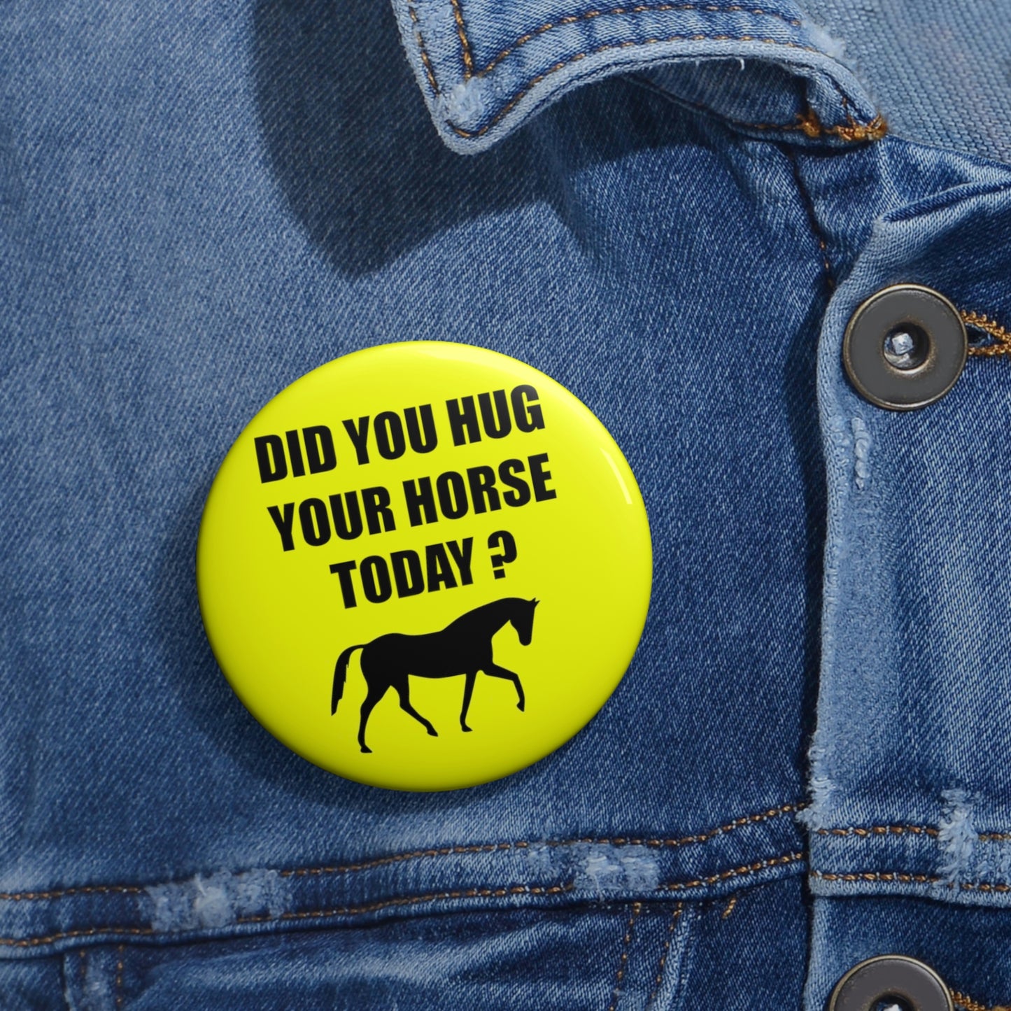 Horse Hugs - Custom Pin Buttons - Yellow / Black