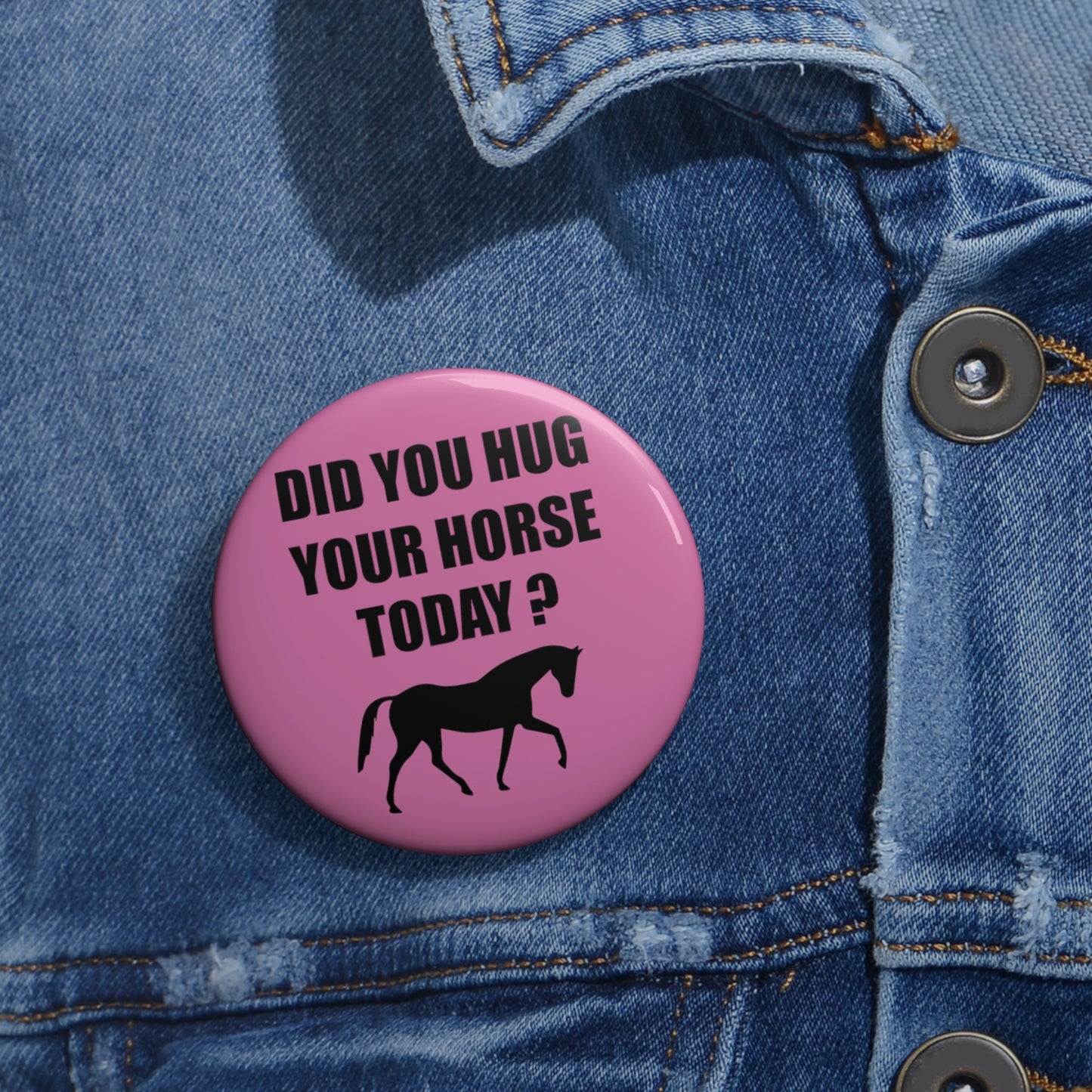 Horse Hugs - Custom Pin Buttons - Pink / Black