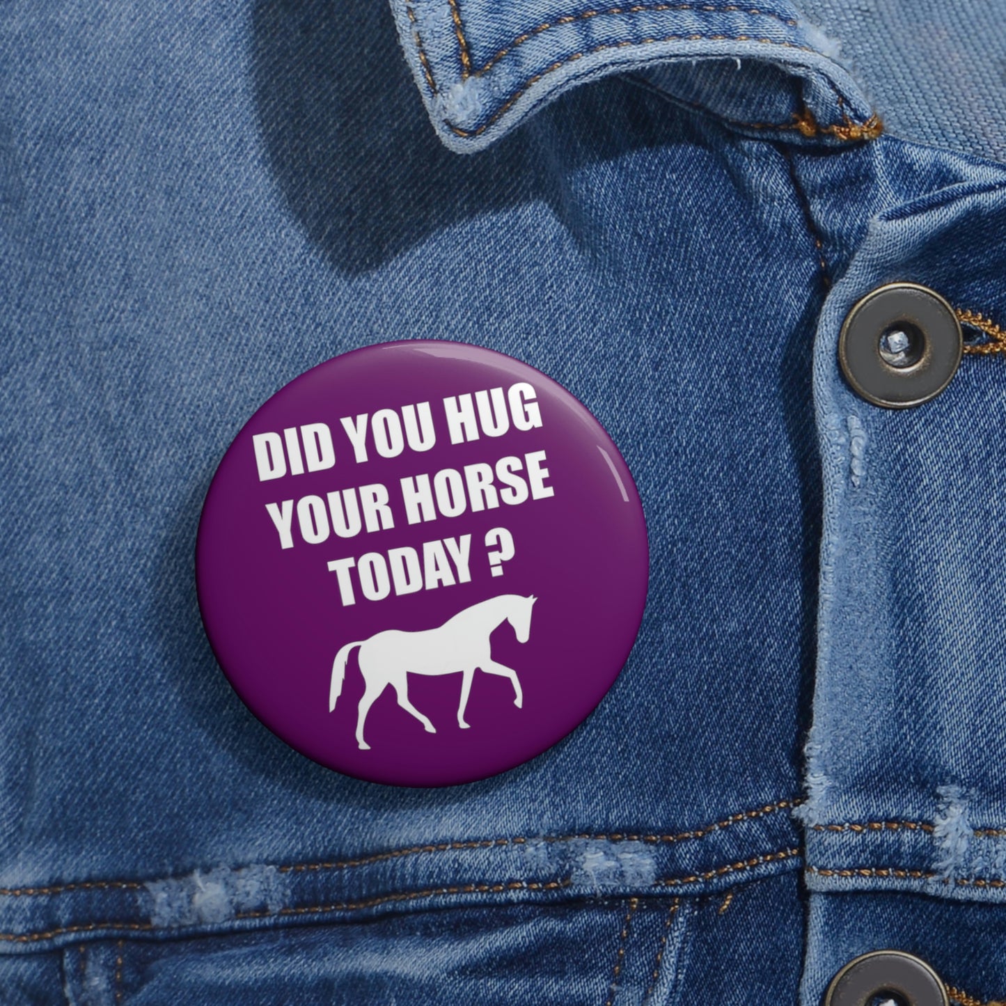Horse Hugs - Custom Pin Buttons - Purple / White