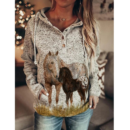 3d Print Horse Hoodie - Women Fashion Hoodies & Sweatshirts