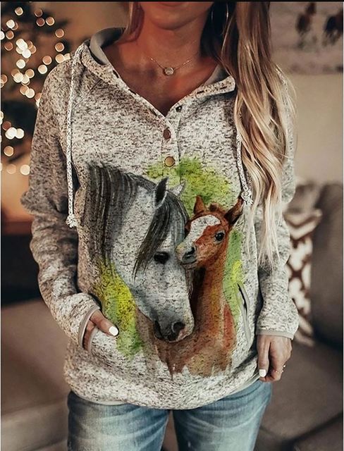 3d Print Horse Hoodie - Women Fashion Hoodies & Sweatshirts