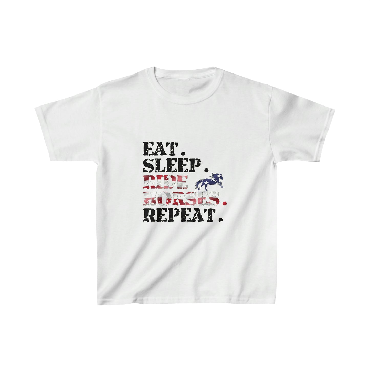 Eat. Sleep. Ride Horses. Repeat! - Kids Heavy Cotton™ Tee